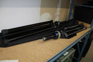 lot 131 image: Ultimate Support Telelock Stereo Speaker Stands with Carry Case