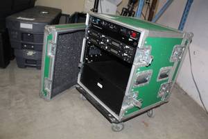lot 161 image: Rolling Road Case, Furman UHF AntennaPower Distribution System, Shure Wireless Microphones, 4-Shure Wireless Receiver ULXP4