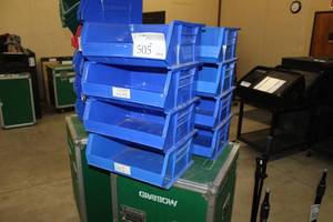 lot 505 image: Lot of (8) Stackable Plastic Storage Bins
