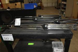 lot 497 image: Lot of (4) Stainless Steel Tripod Microphone Stands and Microphone Booms