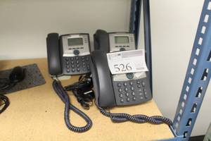 lot 526 image: Lot of (3) Cisco IP Phone Conference Telephone Hand Sets 303