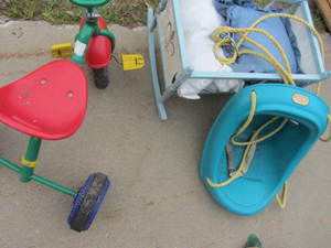 lot 147 image: Swing, Tricycle, Doll Cradle