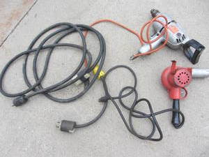 lot 127 image: Heat Gun, Drill, Cord Adaptors