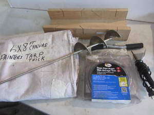 lot 46 image: Painters Tarp, Drain Auger