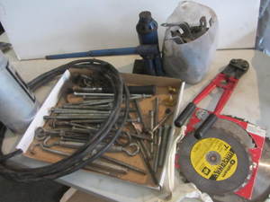 lot 47 image: Bolt Cutter, Lag Bolts, Wire