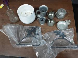 lot 12 image: Pewter Items, Towel Bars