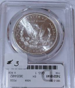 lot 3 image: 1881-S Morgan Silver Dollar