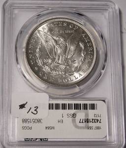 lot 13 image: 1887 Morgan Silver Dollar