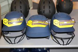 lot 310 image: 3 Evoshield XVT Batting Helmets, 2 Cages