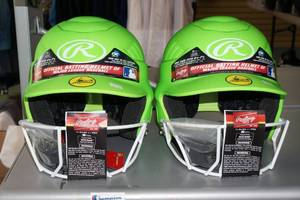 lot 302 image: 2 Rawlings Batting Helmets with Cages