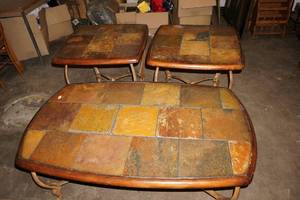 lot 375 image: Very Nice 3 Piece Tile Table Set
