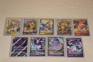 9 Rare Pokemon Full Art Cards - Gold