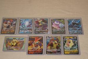 9 Rare Pokemon Full Art Cards - Gold