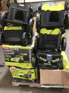 lot 7 image: Pallet with assorted ryobi Outdoor Tools -