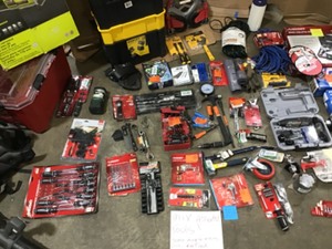 lot 25 image: Pallet with assorted tools- Husky Sets, storage boxes, power tool accesories and more Customer Returns