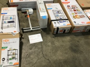lot 27 image: Pallet with assorted HDX Shelves Customer returns various sizes