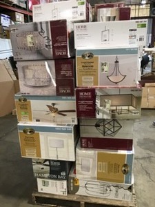 lot 38 image: mixed pallet assorted indoor lightsceiling fan lights customer returns see pics