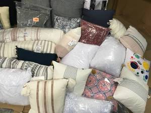 lot 2 image: LOT WITH ASSORTED COUCH & BEDROOM PILLOWS DIFFERENT SIZES & COLORS SEE PICS