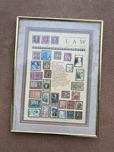 lot 44 image: Law  Stamp  Collection framed art piece