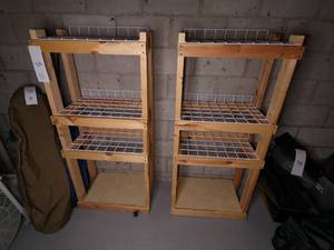 lot 328 image: Wooden Shelves with Metal Racks