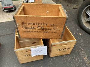 lot 100 image: Three Rustic Crates 23X13X13