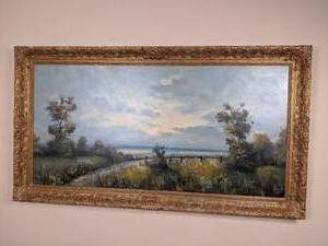 lot 26 image: Signed Oil Painting of Beach Scene- Framed