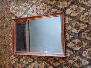 lot 27 image: Rectangle Wall Hanging Mirror with Gold Accents