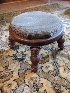 lot 30 image: Solid Wood Foot Stool with Fabric Covering