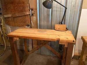lot 205 image: Work Bench and Antique Lamp