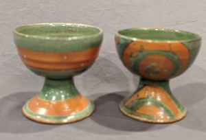 lot 2 image: Signed Studio Pottery Sherbet Cups by Donovan K. Palmquist, Eureka Pots