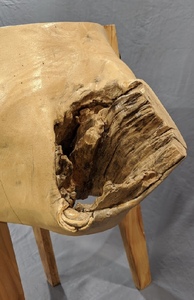 lot 88 image: Live Edge Log Side Table with Steel Pegs