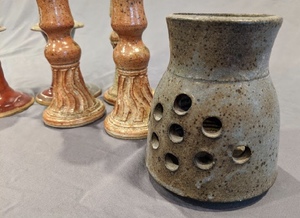 lot 90 image: Lot of Studio Pottery Candle Holders