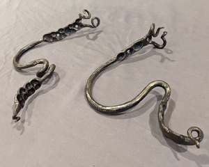 lot 87 image: Two Handcrafted Hangers Hooks by Javos Ironworks