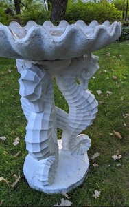 lot 98 image: Concrete Birdbath - Seahorses