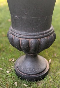 lot 100 image: Two Large Fiberglass Garden Urn Planters - New