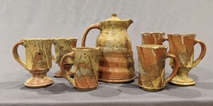 lot 108 image: Mug and Carafe Set Signed by Jim Larkin, Fox Pass Pottery