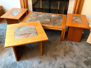 lot 1 image: Beautiful Set of Five Accent Danish Modern Tables by Gangso