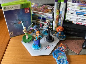 lot 5 image: X Box 360 with 2 Controllers and Games