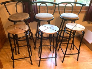 lot 100 image: Two Sets of Barstools Consisting of 2 Sets of 3 Stools