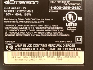 lot 115 image: Emerson LCD Color 35 inch TV