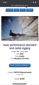 lot 4 image: Lazer Sail Boat 14