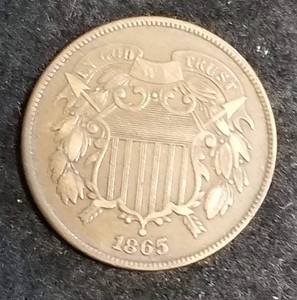 lot 04 image: 1865 US TWO CENT PIECE XF