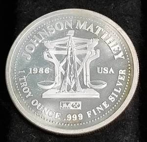 lot 17 image: 1 TROY OZ. .999 FINE SILVER FREEDOM ROUND BY JM JOHNSON MATTHEY