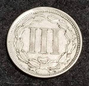 lot 24 image: 1865 US THREE CENT NICKEL VF