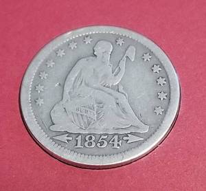 lot 08-A image: 1854 US SEATED LIBERTY QUARTER