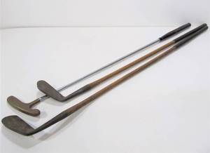 lot 43 image: 3 Old Vintage Golf Clubs - 2 Hickory Shaft