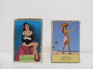 lot 76 image: 2 Vintage 1940s Pinup Playing Card Decks including Gil Elvgren