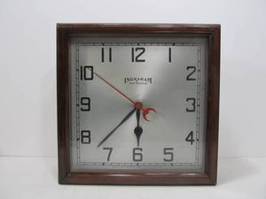 lot 79 image: Vintage INGRAHAM Art Deco Industrial Style School Clock