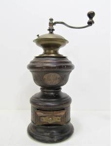 lot 80 image: Primitive Wood French Coffee Mill Grinder