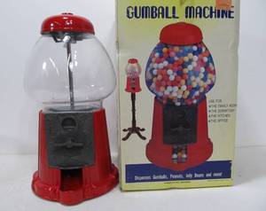 lot 102 image: New in Box Metal Glass Gumball Machine
